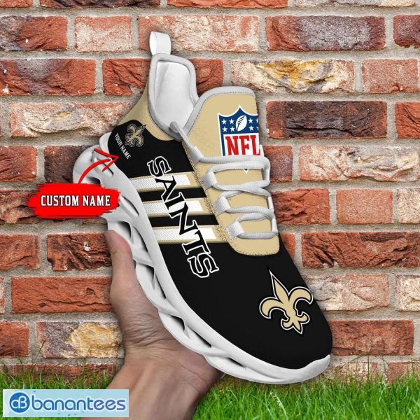 Custom Name New Orleans Saints Running Sneakers Striped Style Max Soul Shoes For Fans Product Photo 2