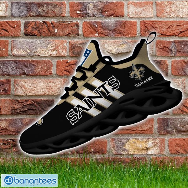 Custom Name New Orleans Saints Running Sneakers Striped Style Max Soul Shoes For Fans Product Photo 3
