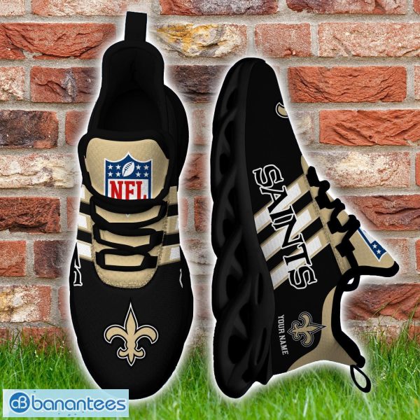 Custom Name New Orleans Saints Running Sneakers Striped Style Max Soul Shoes For Fans Product Photo 5