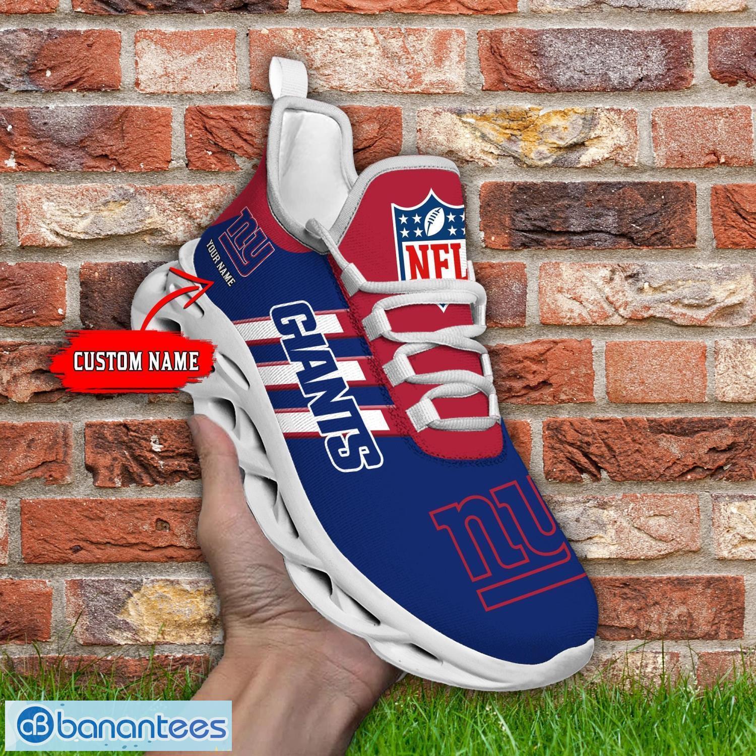 Custom Name New York Giants Running Sneakers Striped Style Max Soul Shoes For Fans Product Photo 1
