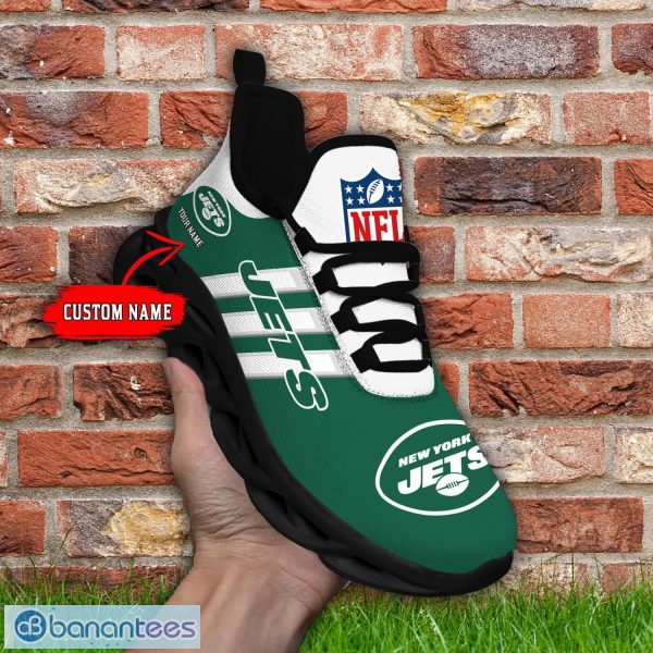 Custom Name New York Jets Running Sneakers Striped Style Max Soul Shoes Product Photo 2