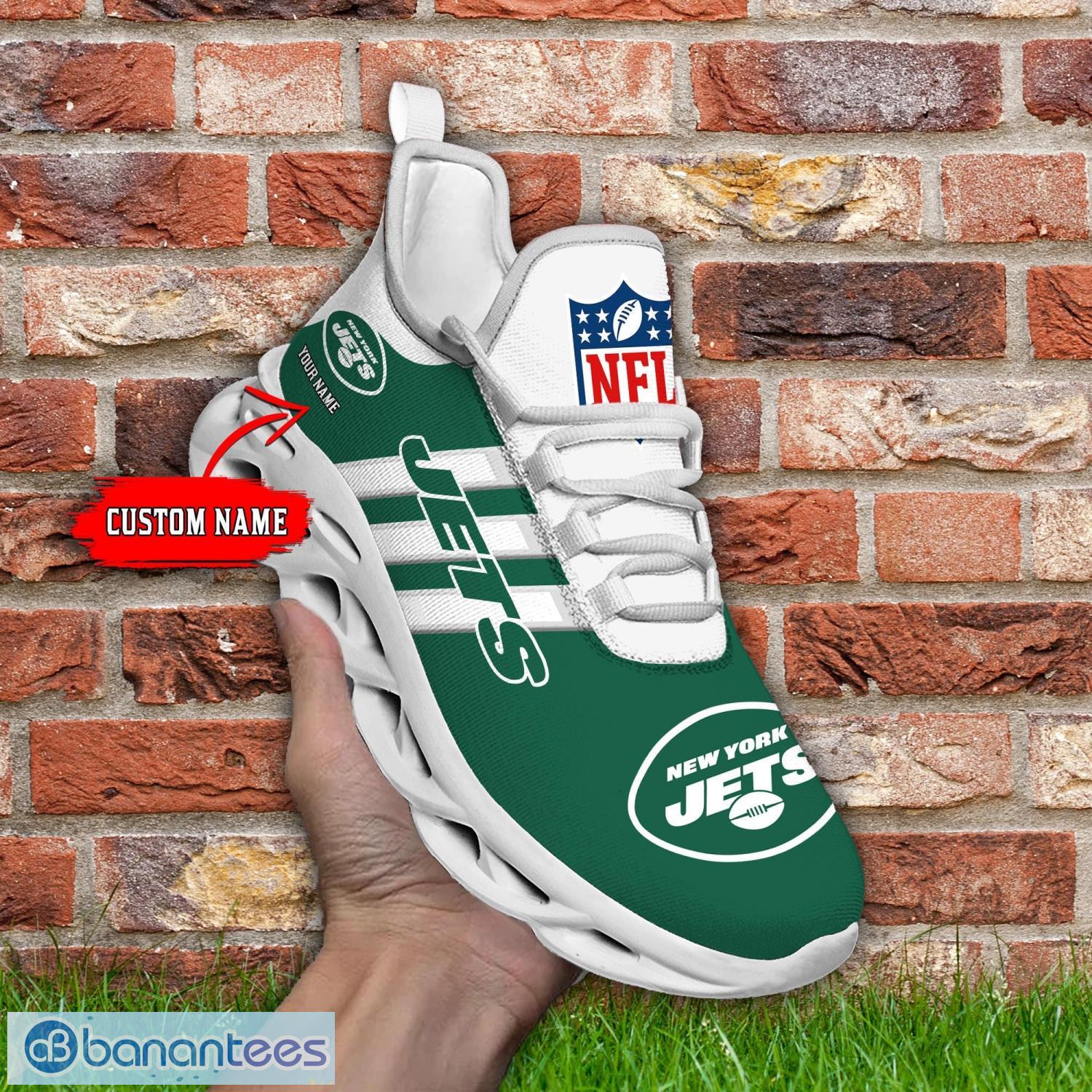Custom Name New York Jets Running Sneakers Striped Style Max Soul Shoes Product Photo 1