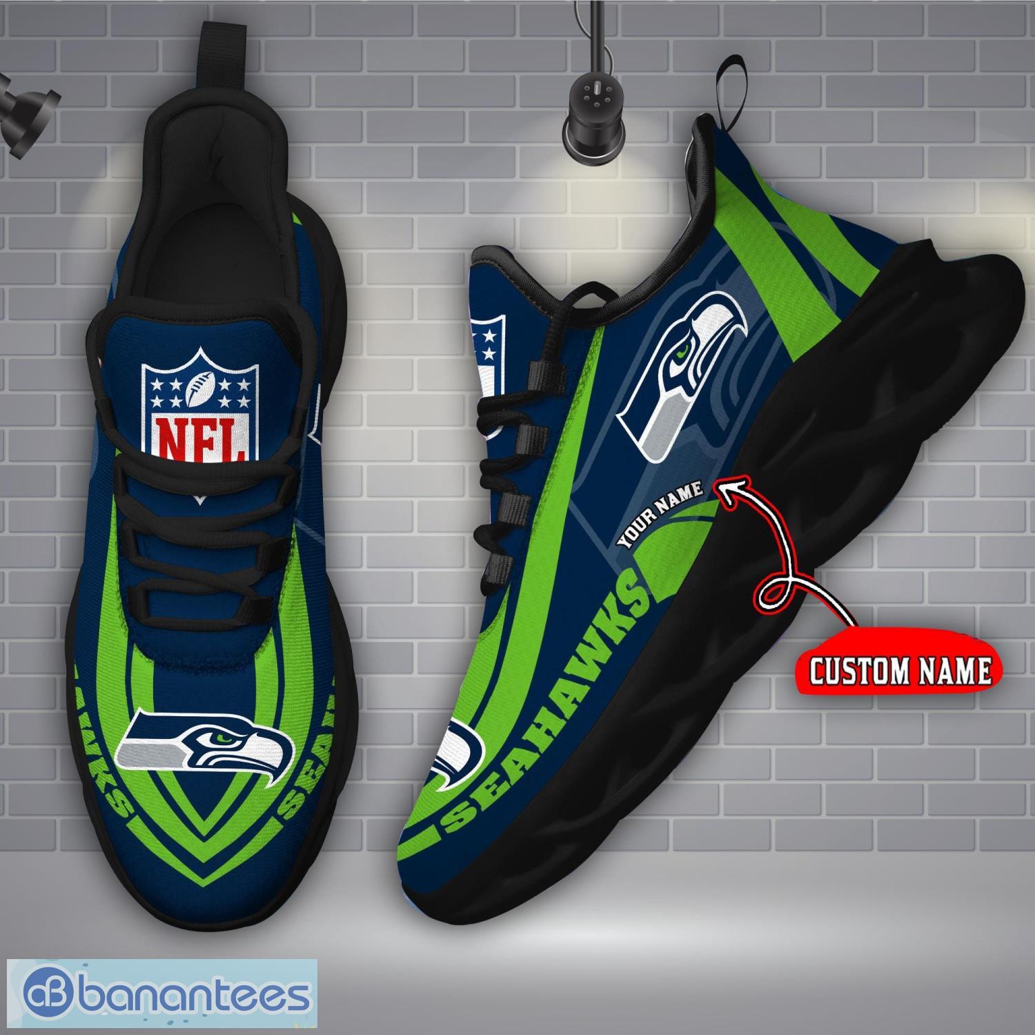 Seattle Seahawks Sport Sneakers NFL Max Soul Shoes - Banantees