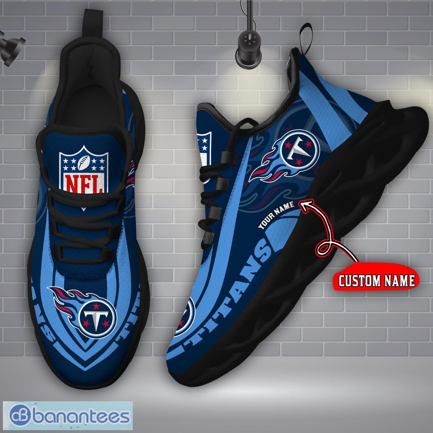 Tennessee Titans Custom Name 2023 NFL Max Soul Shoes For Men And Women