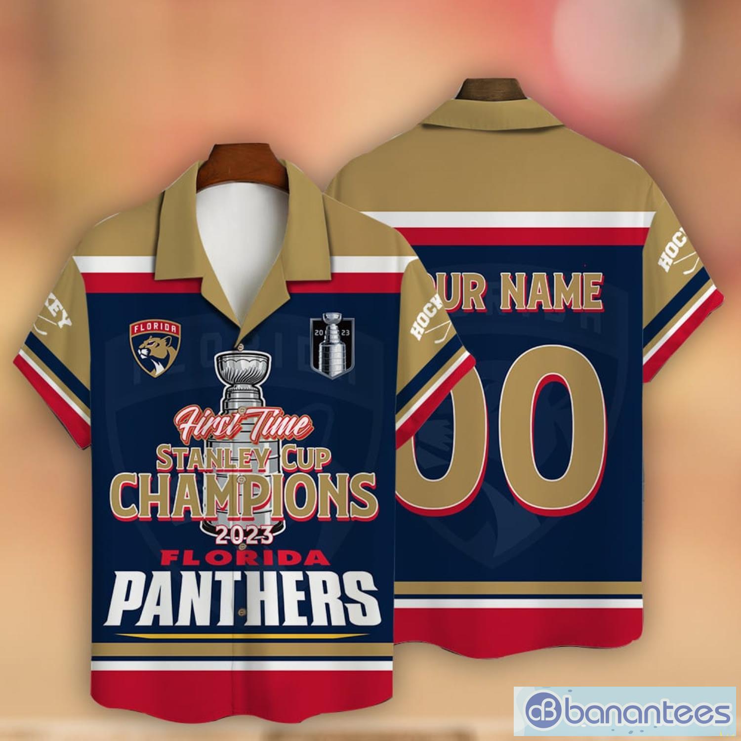 Custom Name Number Florida Panthers First Time Hawaiian Shirt New Trend For Fans Product Photo 1
