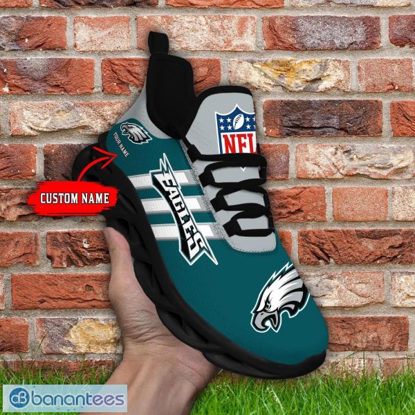 Custom Name Philadelphia Eagles Running Sneakers Striped Style Max Soul Shoes Product Photo 2