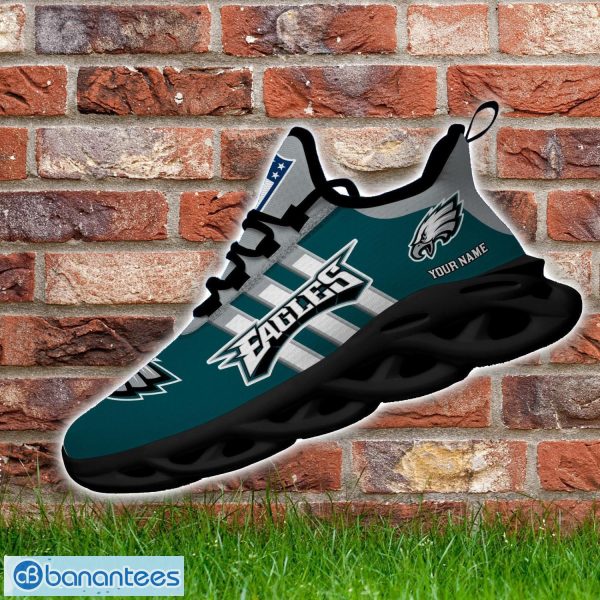 Custom Name Philadelphia Eagles Running Sneakers Striped Style Max Soul Shoes For Fans Product Photo 3
