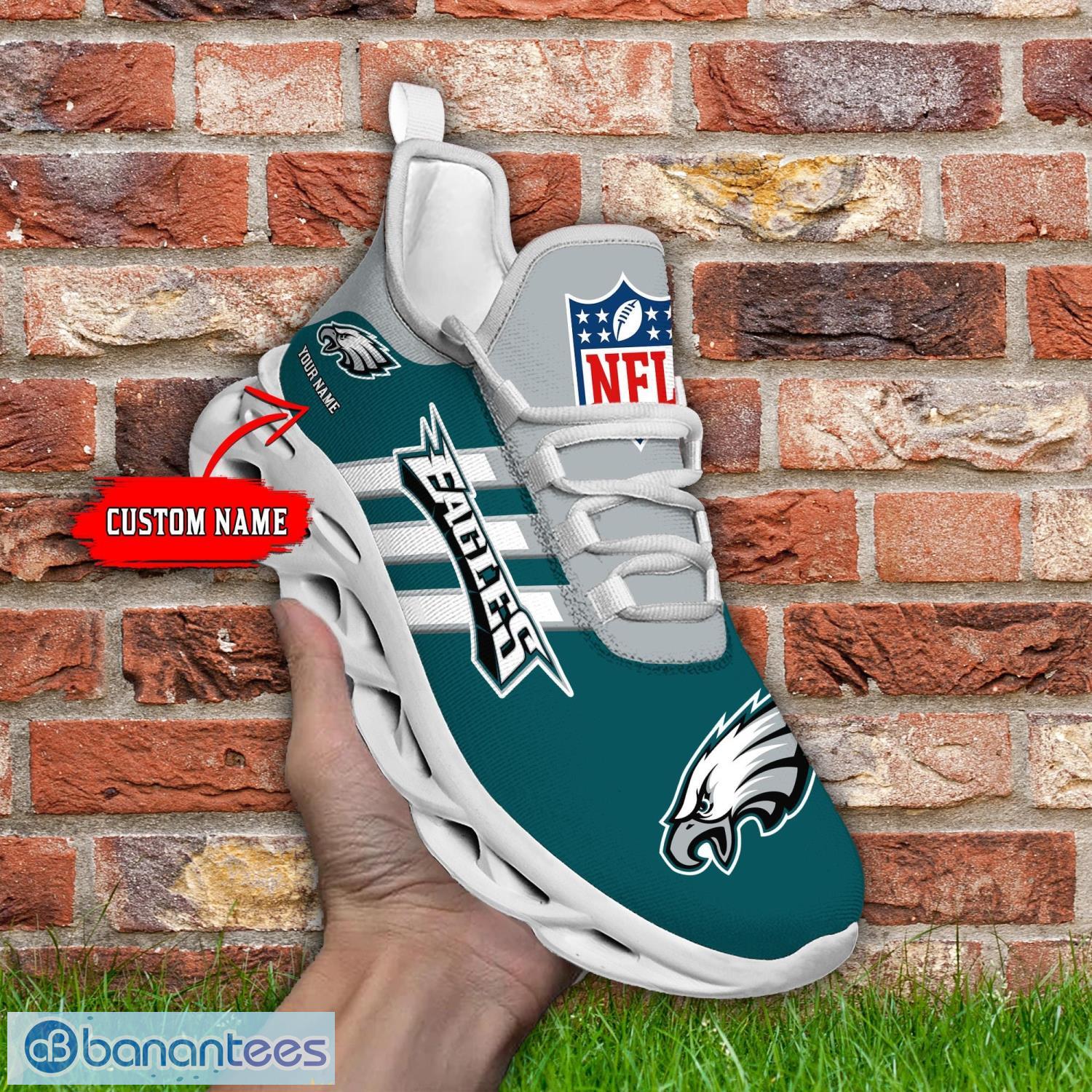 Custom Name Philadelphia Eagles Running Sneakers Striped Style Max Soul Shoes Product Photo 1