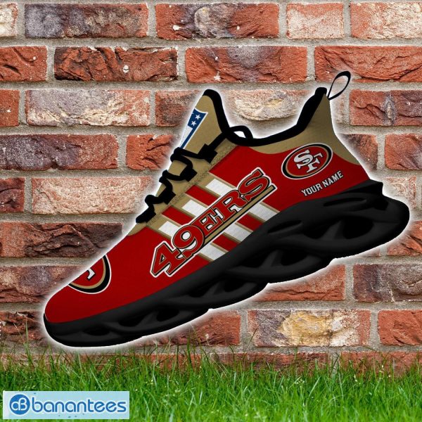 Custom Name San Francisco 49ers Running Sneakers Striped Style Max Soul Shoes For Fans Product Photo 3