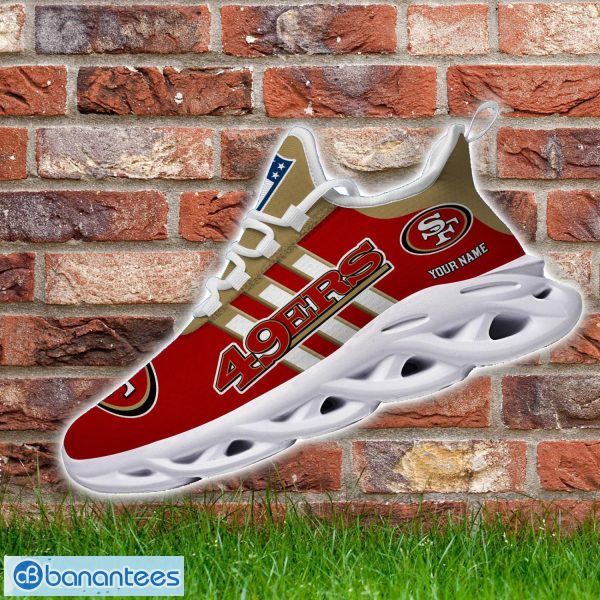 Custom Name San Francisco 49ers Running Sneakers Striped Style Max Soul Shoes For Fans Product Photo 4