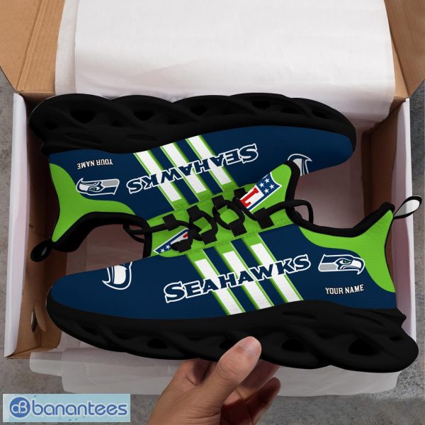 Custom Name Seattle Seahawks Running Sneakers Striped Style Max Soul Shoes Product Photo 4