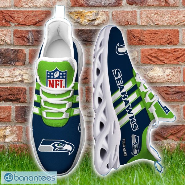Custom Name Seattle Seahawks Running Sneakers Striped Style Max Soul Shoes Product Photo 5