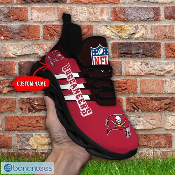Custom Name Tampa Bay Buccaneers Running Sneakers Striped Style Max Soul Shoes Product Photo 2