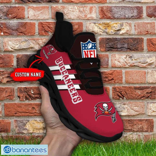 Custom Name Tampa Bay Buccaneers Running Sneakers Striped Style Max Soul Shoes For Fans Product Photo 2