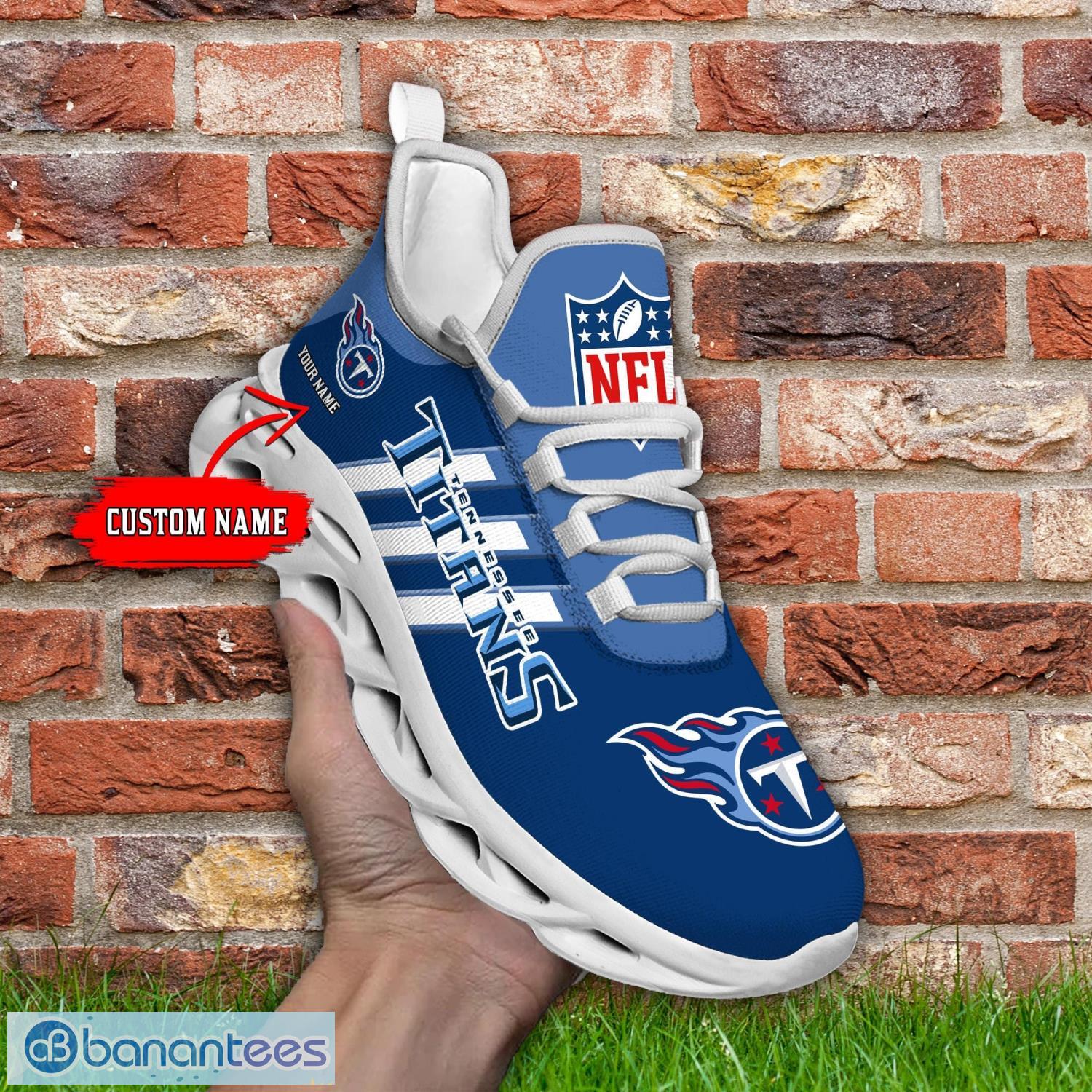 Custom Name Tennessee Titans Running Sneakers Striped Style Max Soul Shoes Product Photo 1
