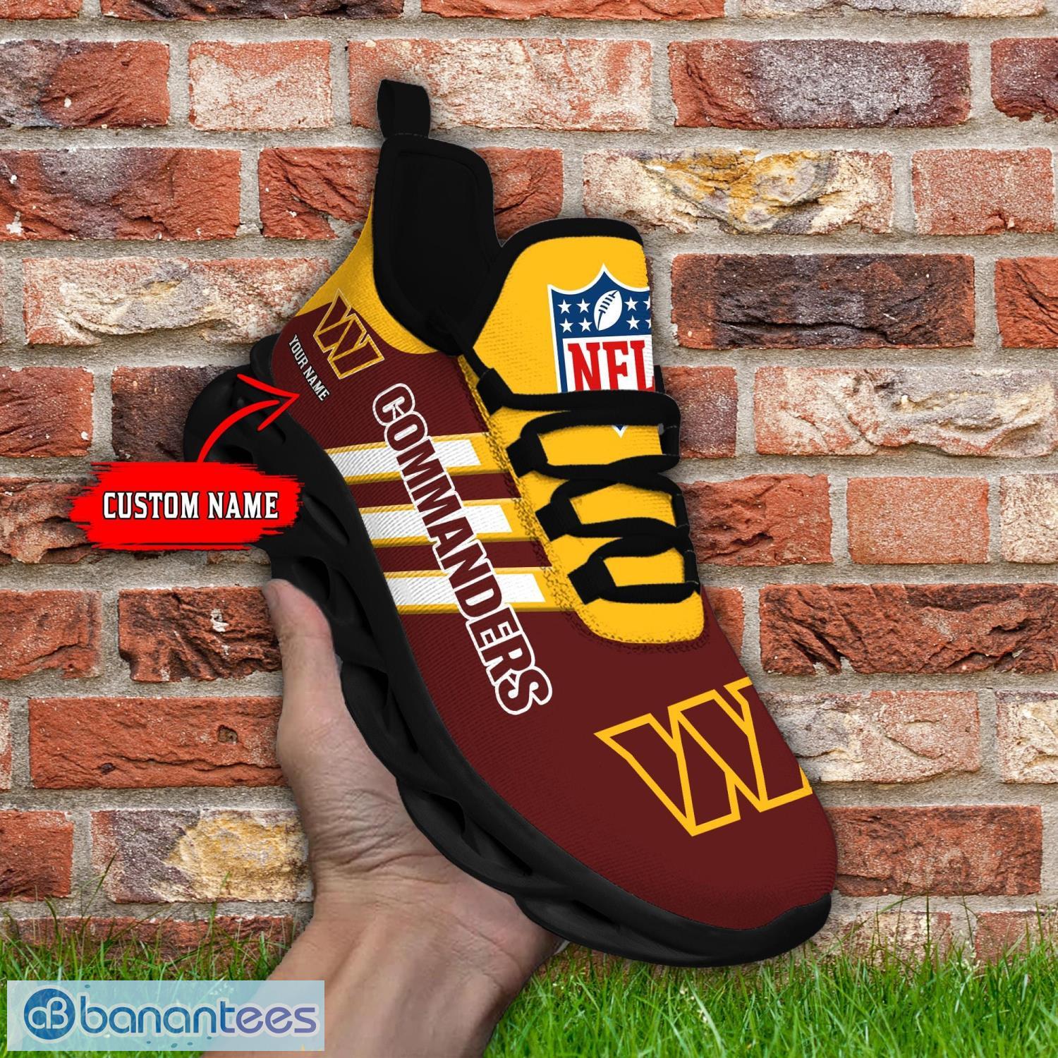 Custom Name Washington Football Running Sneakers Striped Style Max Soul Shoes Product Photo 1