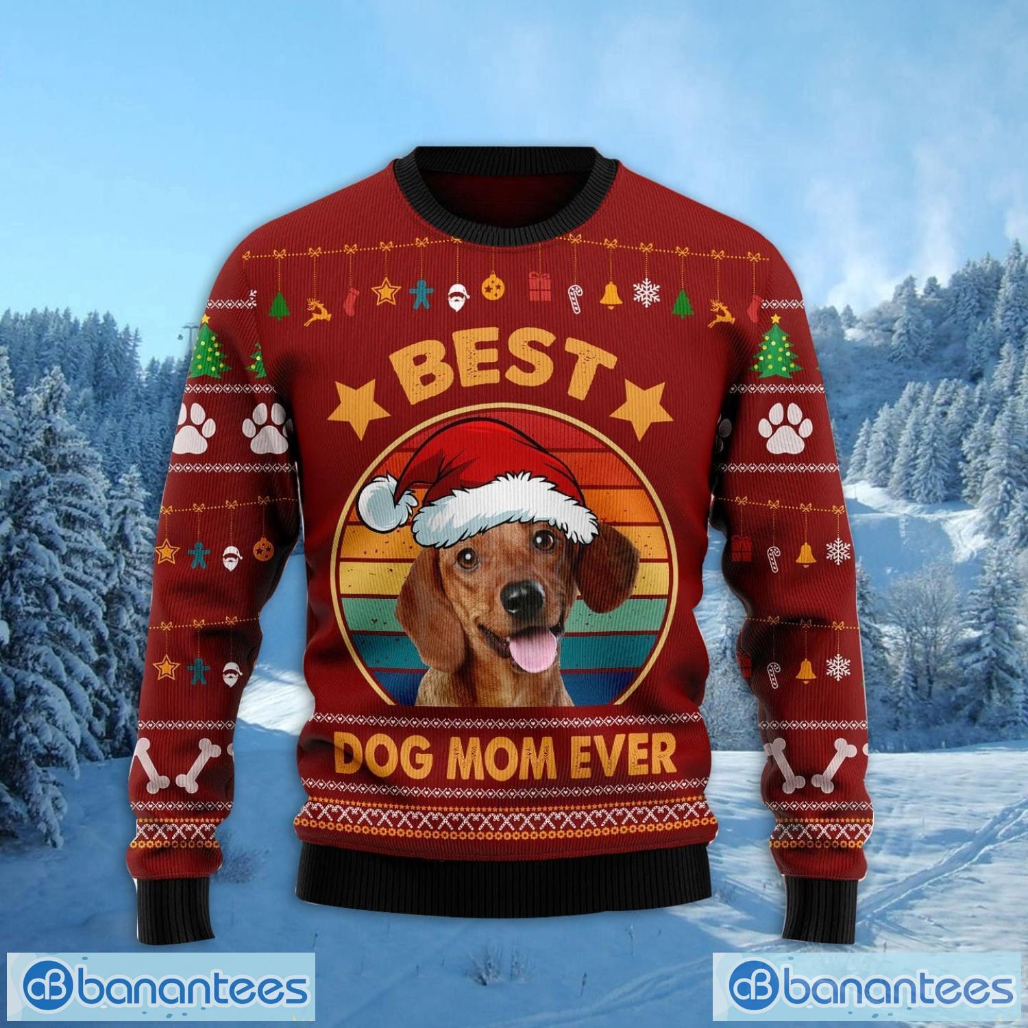 dachshund best dog mom ever christmas gift ugly christmas sweater xmas holiday 1 image Dachshund Best Dog Mom Ever Christmas Gift Ugly Christmas Sweater Xmas Holiday Product Photo 2