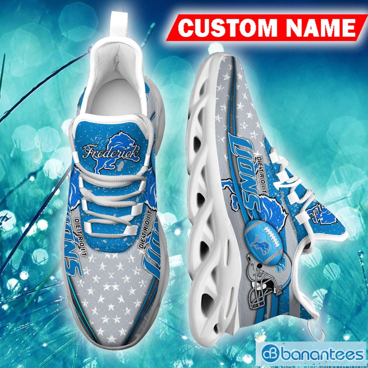 NFL Detroit Lions Blue Grey Max Soul Shoes Gift For Fans Sport