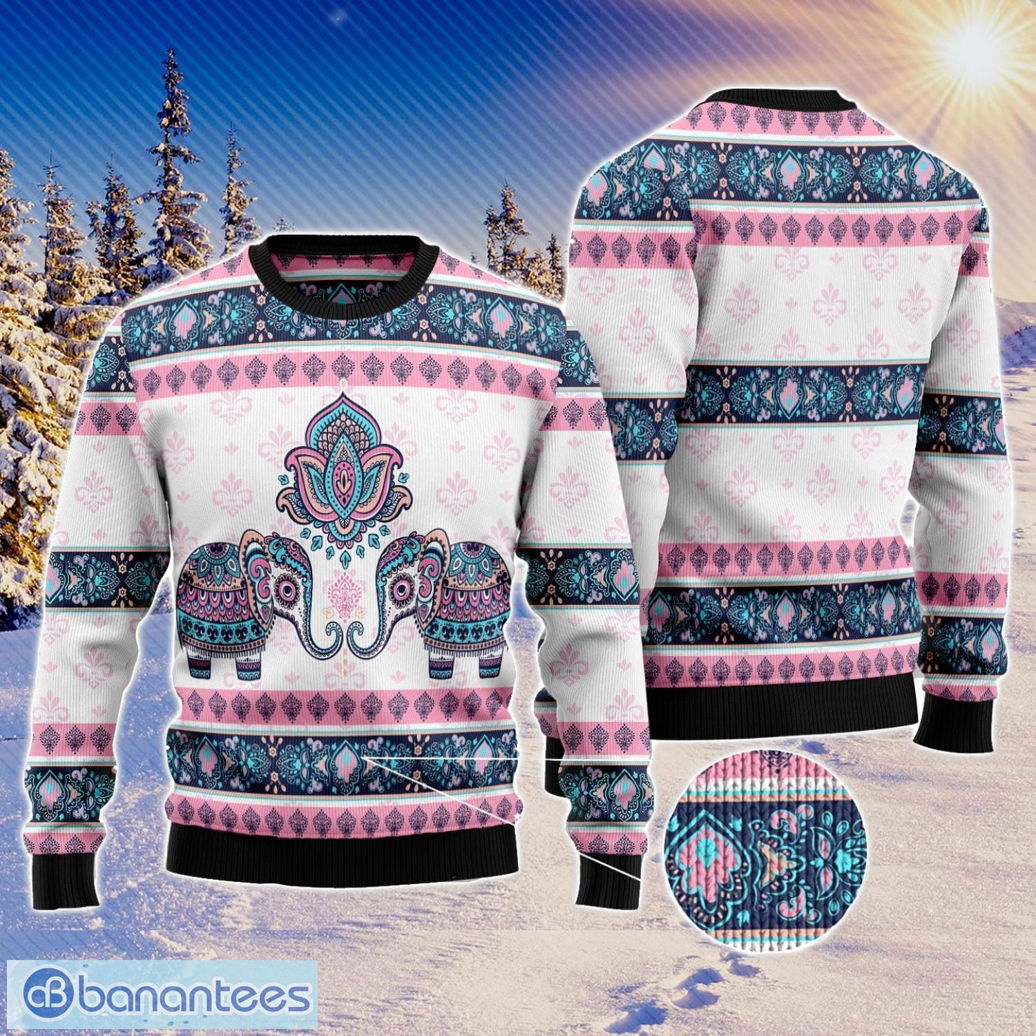 Elephant Mandala Christmas Gift Ugly Christmas Sweater Xmas Holiday Product Photo 1