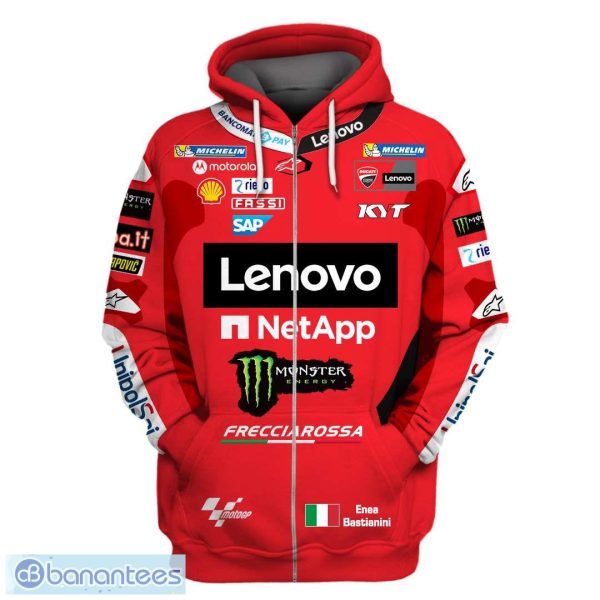 Enea Bastianini Ducati Lenovo F1 Racing New Season 3D Zip Hoodie - Enea Bastianini Ducati Lenovo F1 Racing New Season 3D Zip Hoodie Photo 3