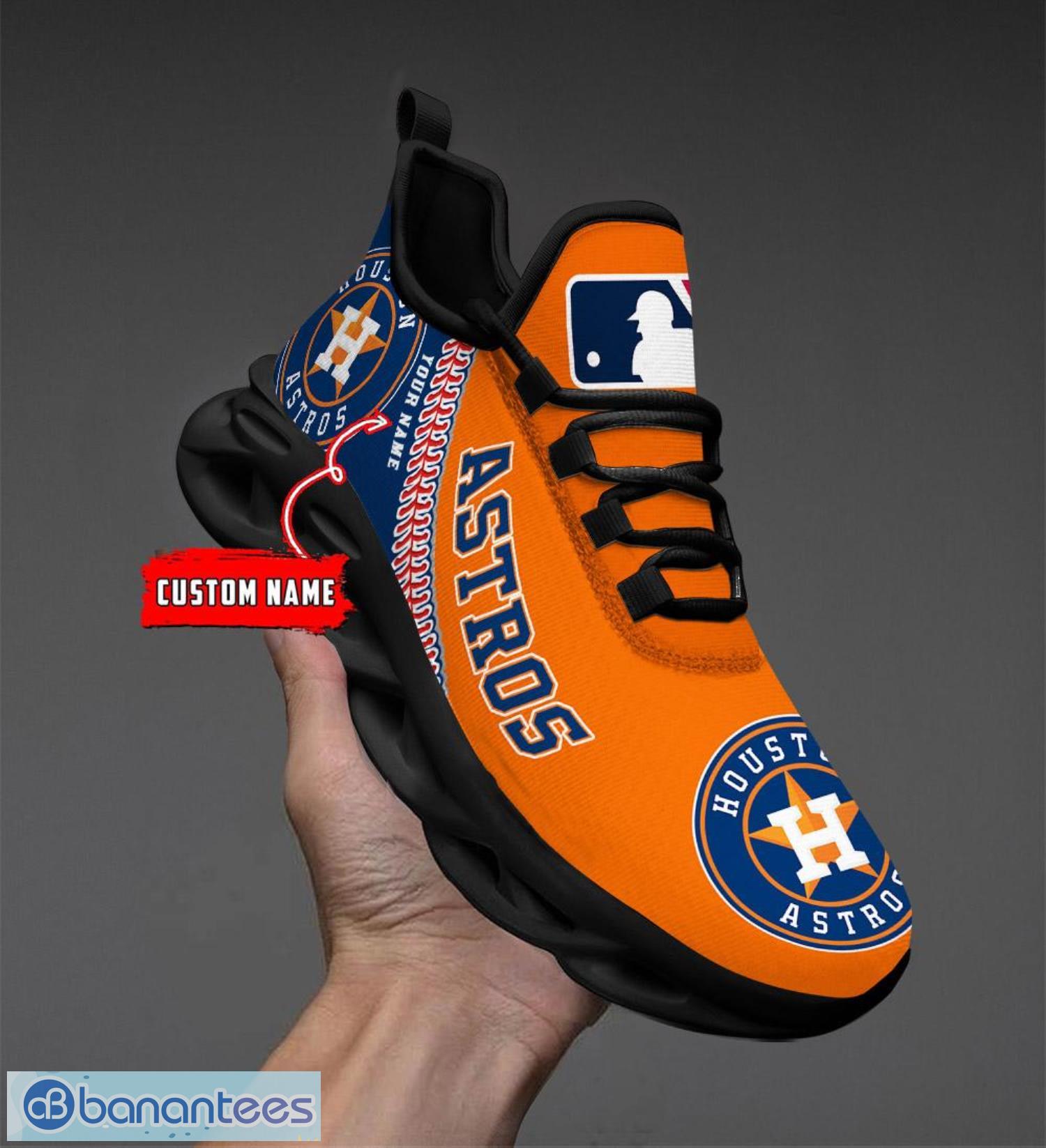 Custom Name Shoes Houston Astros Striped Max Soul Shoes Sport Sneakers -  Banantees