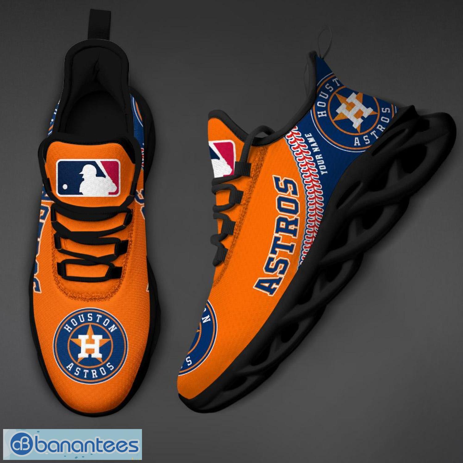 Custom Name Shoes Houston Astros Striped Max Soul Shoes Sport Sneakers -  Banantees