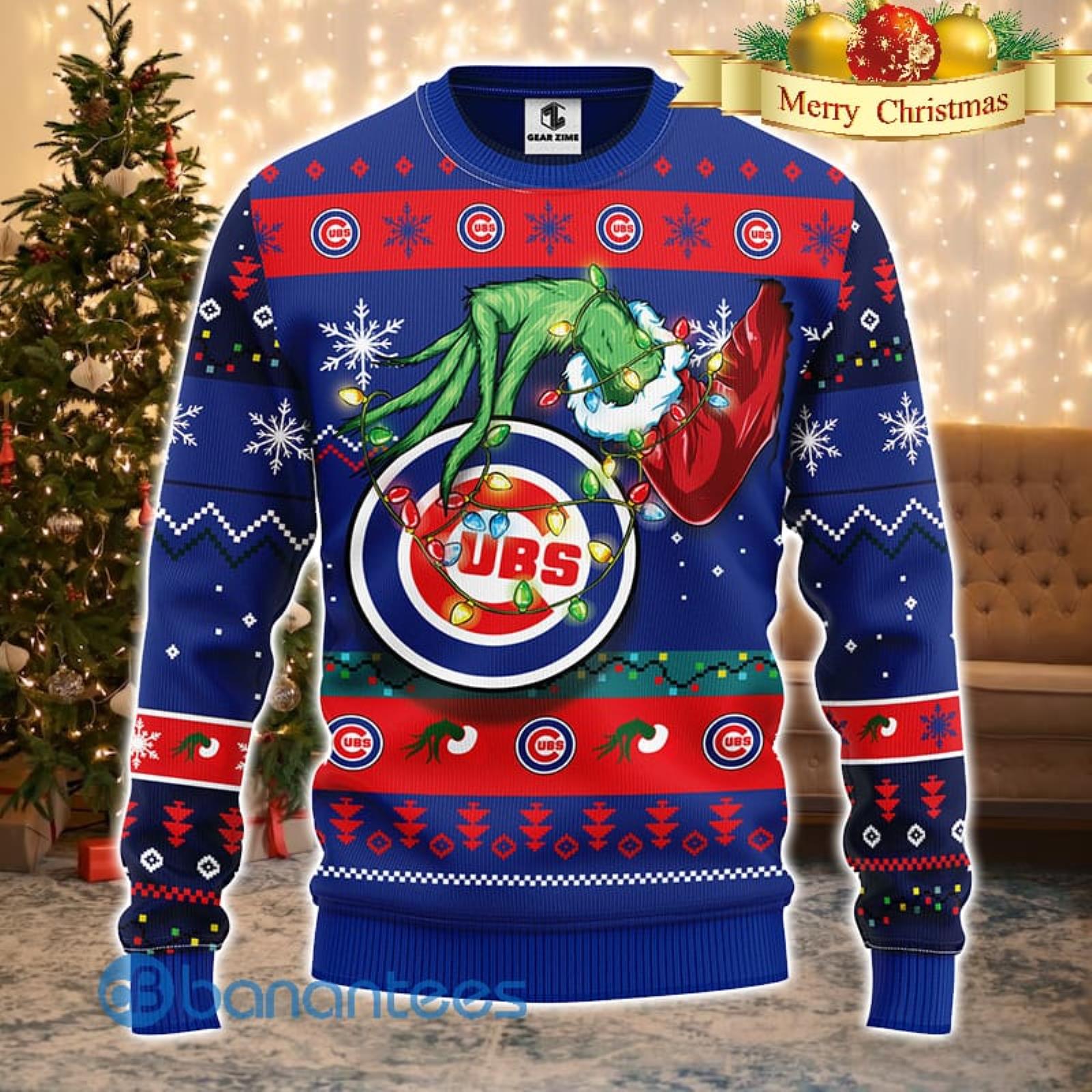For MLB Fans Chicago Cubs For MLB Fans Grinch Hand Funny Men And Women  Christmas Gift 3D Ugly Christmas Sweater - Banantees