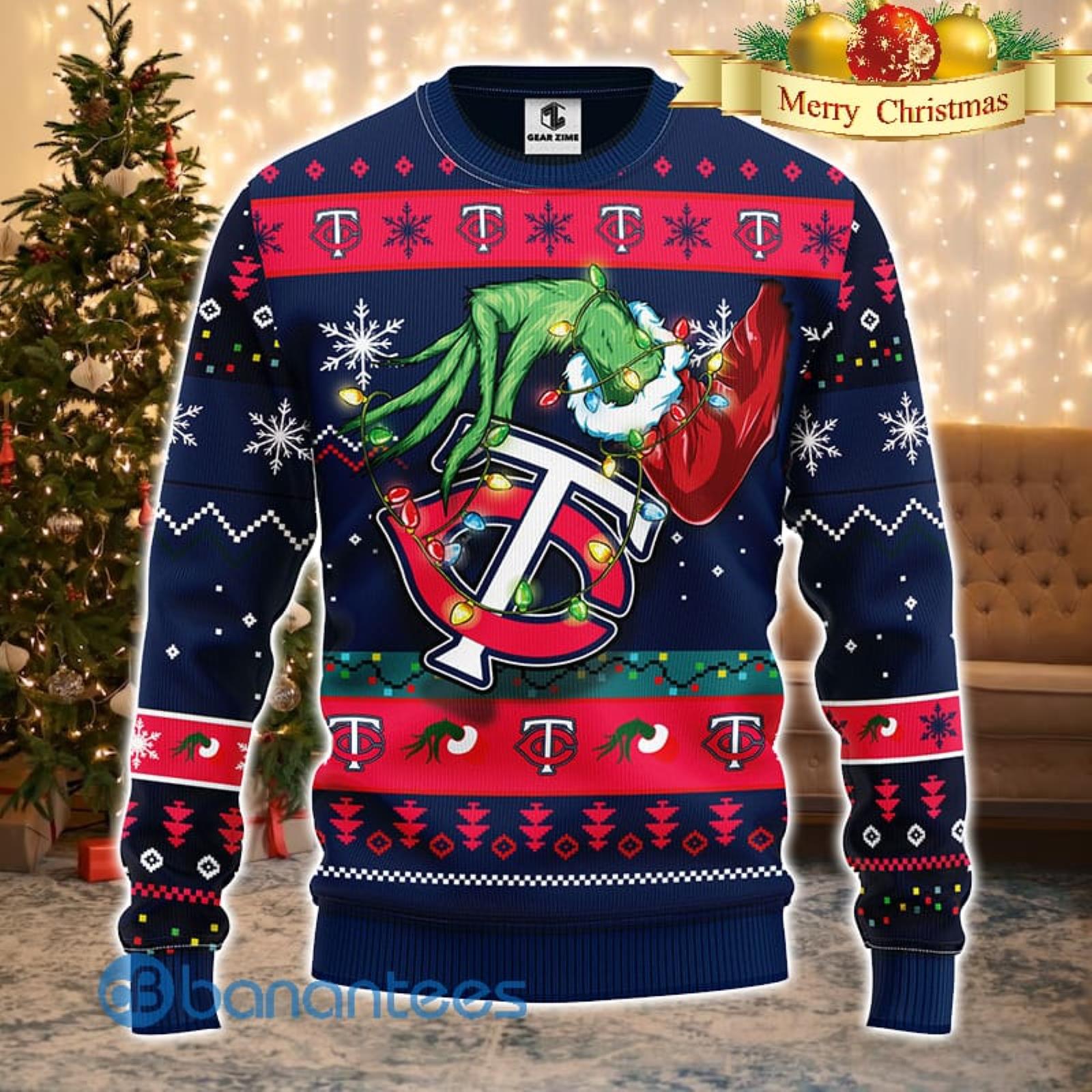 MLB Minnesota Twins Logo With Funny Grinch Ugly Christmas Sweater Sport  Fans Men And Women Christmas Gift