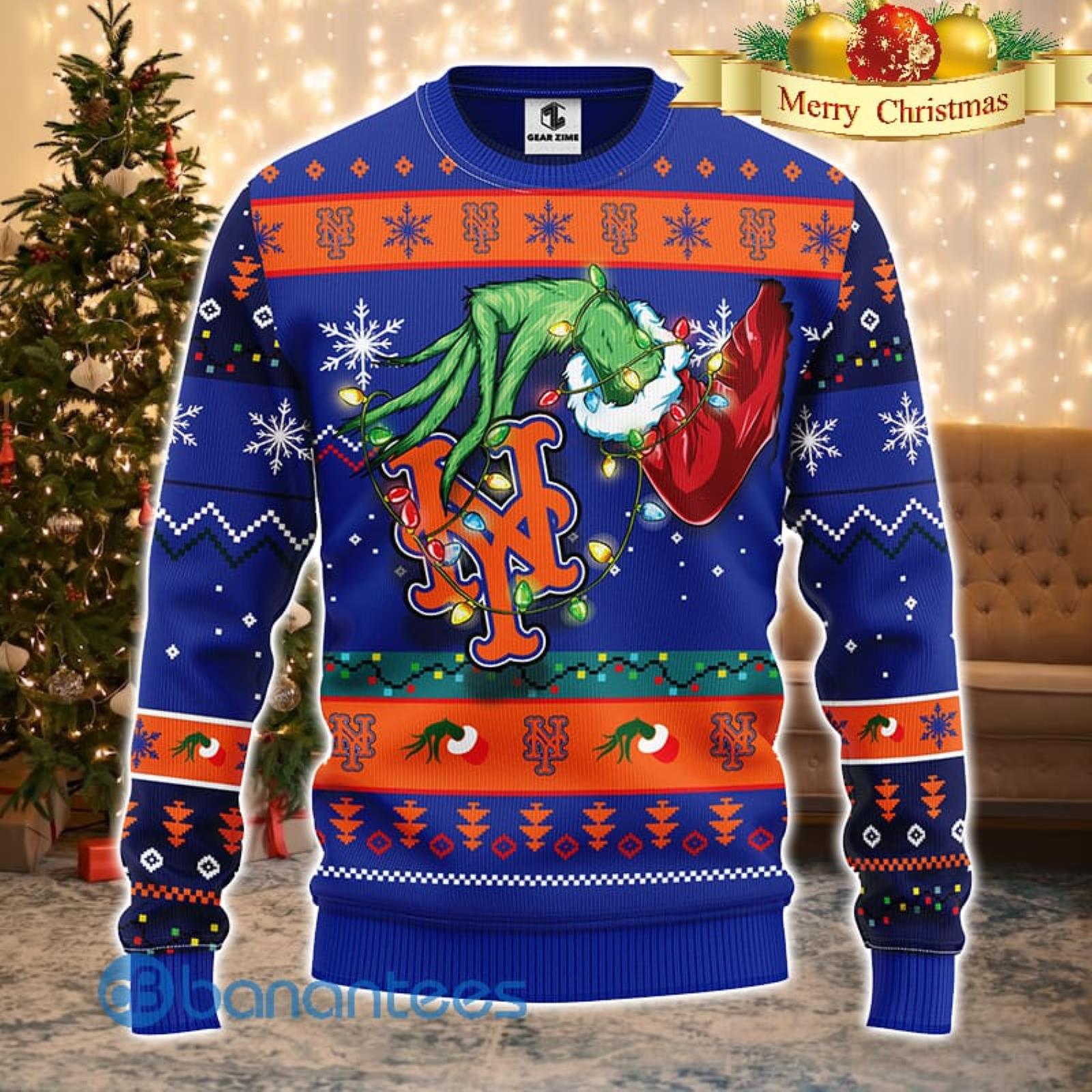 New York Mets Christmas Pattern Ugly Christmas Sweater Christmas Gift -  Banantees