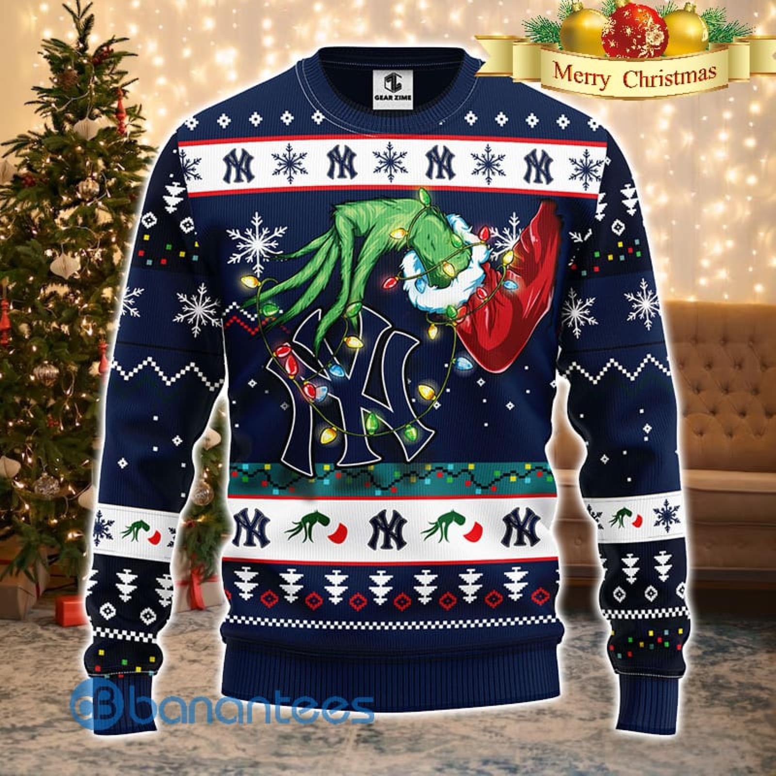 MLB New York Yankees Funny Grinch Christmas Ugly Sweater 3D Gift
