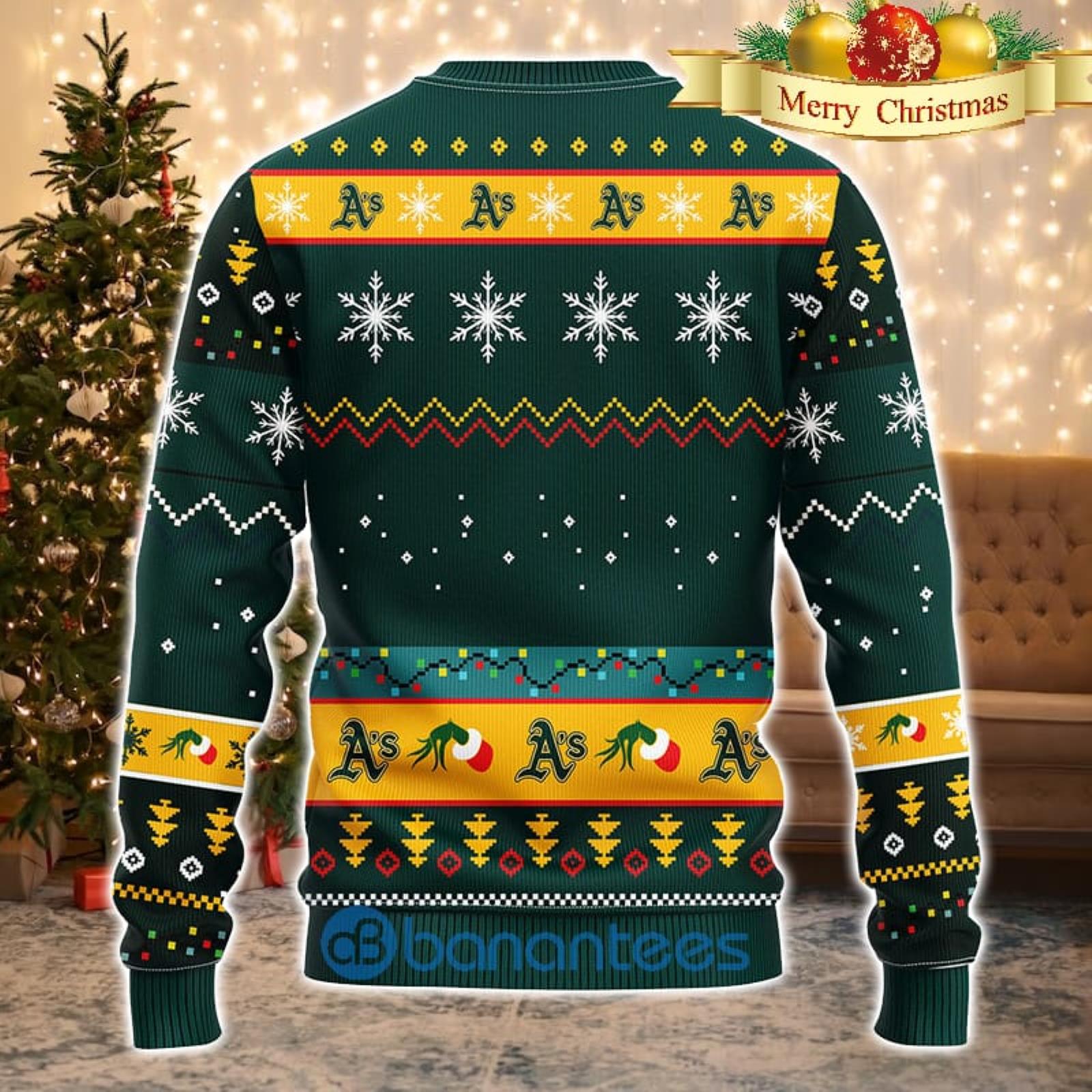 For MLB Fans Oakland Athletics Grinch Hand Funny Men And Women Christmas  Gift 3D Ugly Christmas Sweater - Banantees