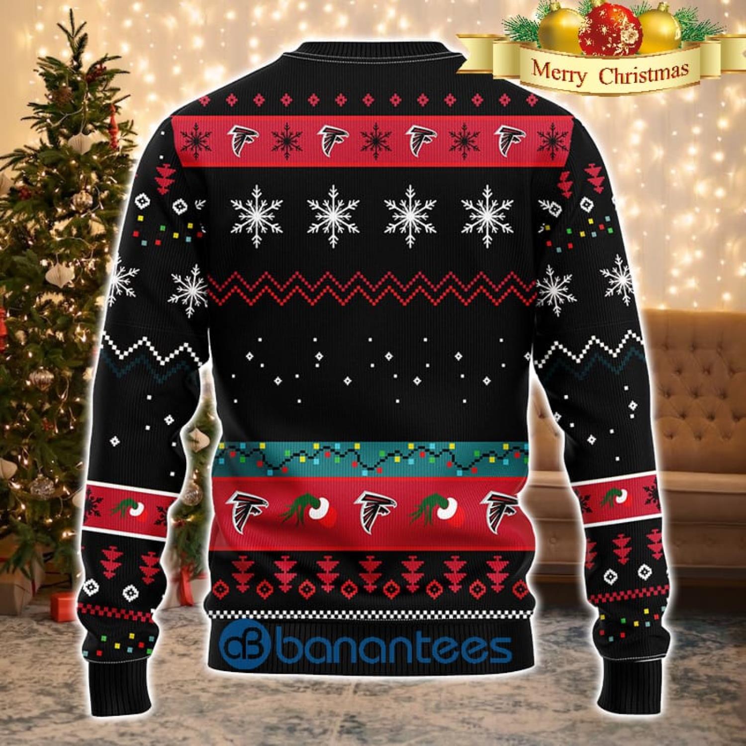 For NFL Fans Atlanta Falcons Grinch Hand Funny Men And Women Christmas Gift  3D Ugly Christmas Sweater - Banantees