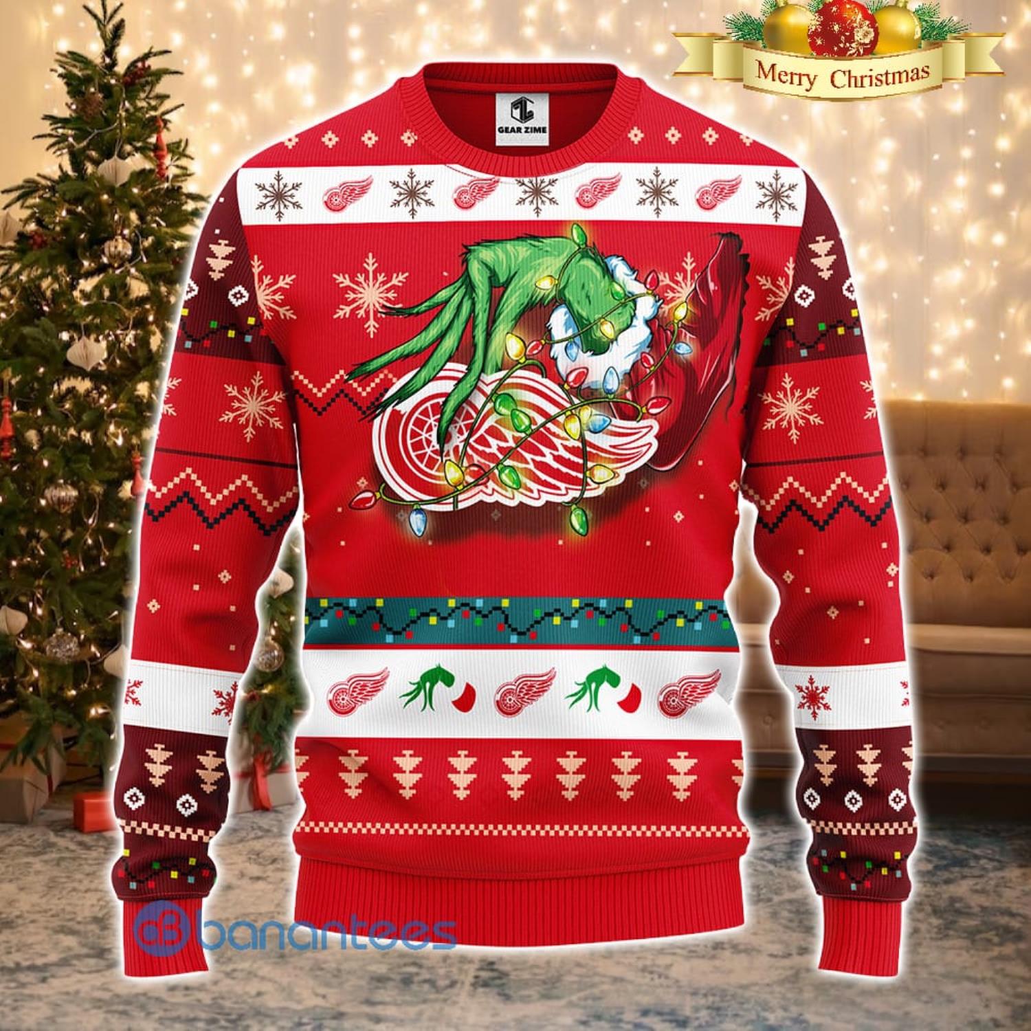 NHL Detroit Red Wings Christmas Ugly Sweater Print Funny Grinch Sweater For  Hockey Fans - The Clothes You'll Ever Need