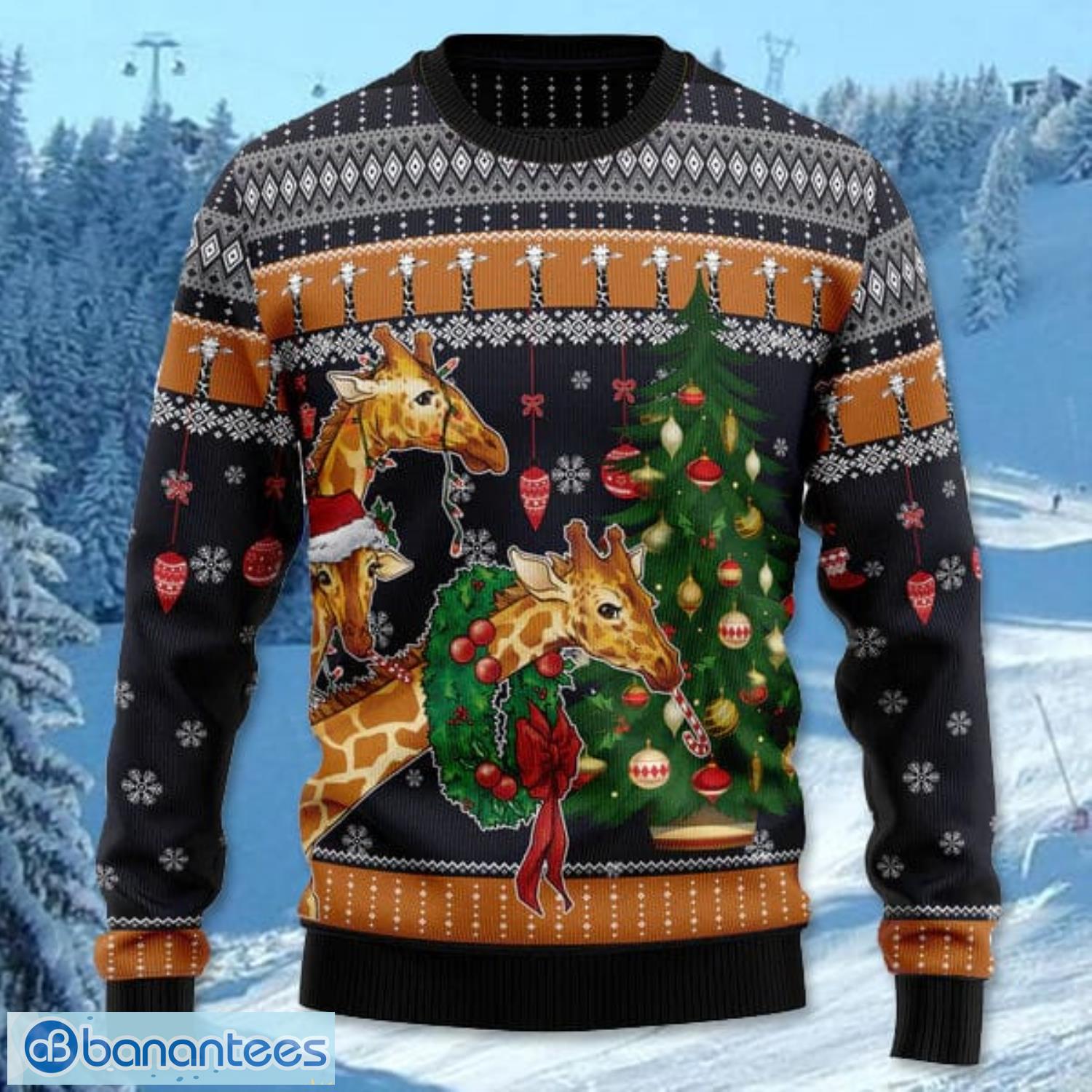 giraffe love christmas all over printed 3d ugly christmas sweater noel men and women gift 1 image Giraffe Love Christmas All Over Printed 3D Ugly Christmas Sweater Noel Men And Women Gift Product Photo 2