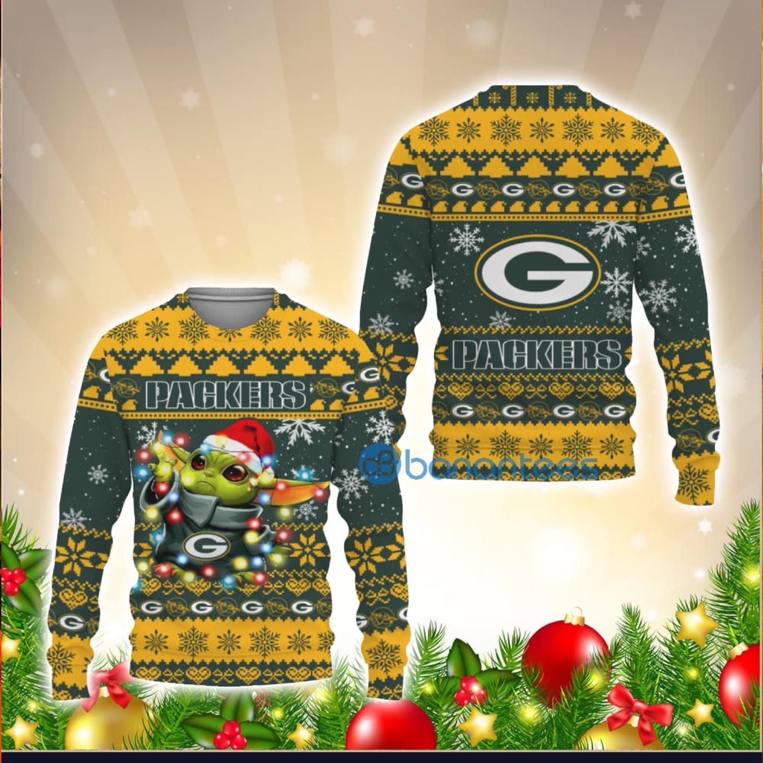 Green Bay Packers Baby Yoda Ugly Christmas Sweater Christmas Gift -  Banantees