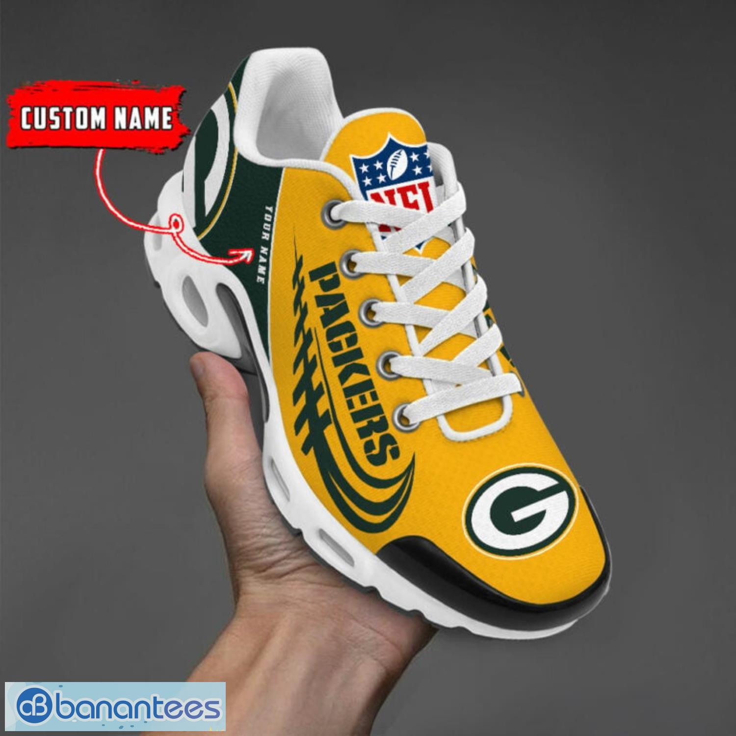 Custom Name Green Bay Packers New Logo Air Cushion Sports Shoes Men Women -  Banantees