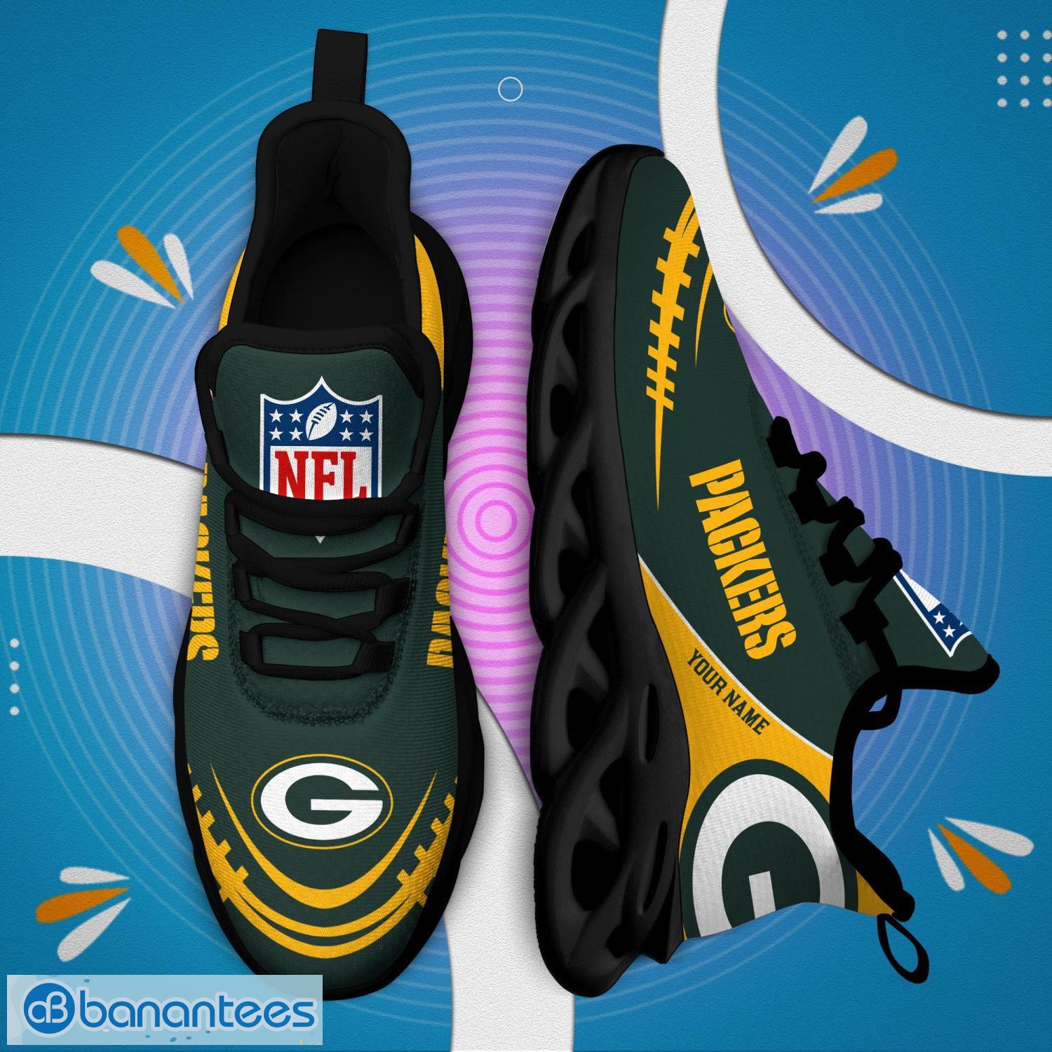 Custom Name Green Bay Football Packers Logo Max Soul Shoes For Men And Women  - YesItCustom