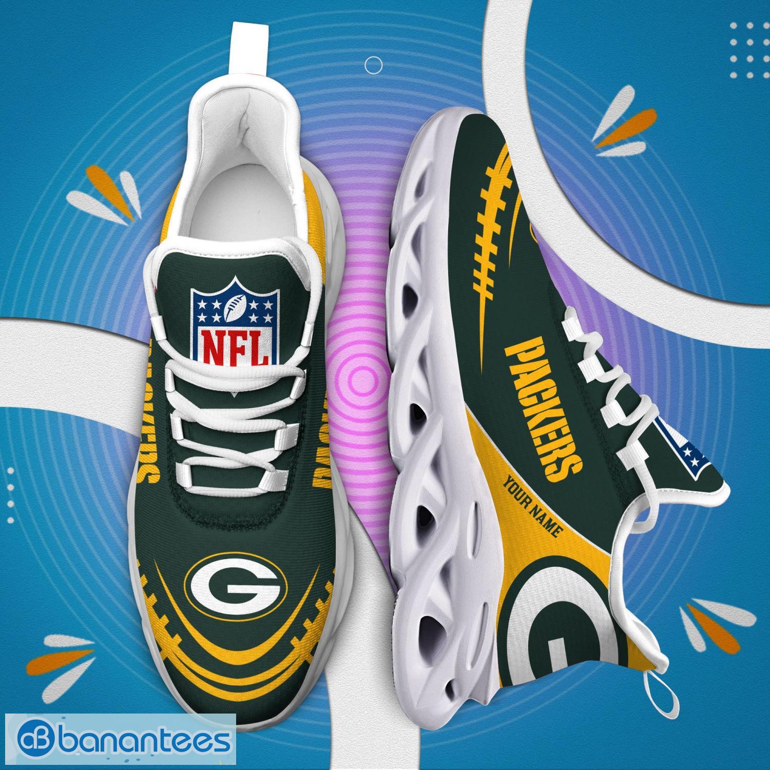 Custom Name Green Bay Football Packers Logo Max Soul Shoes For Men And Women  - YesItCustom