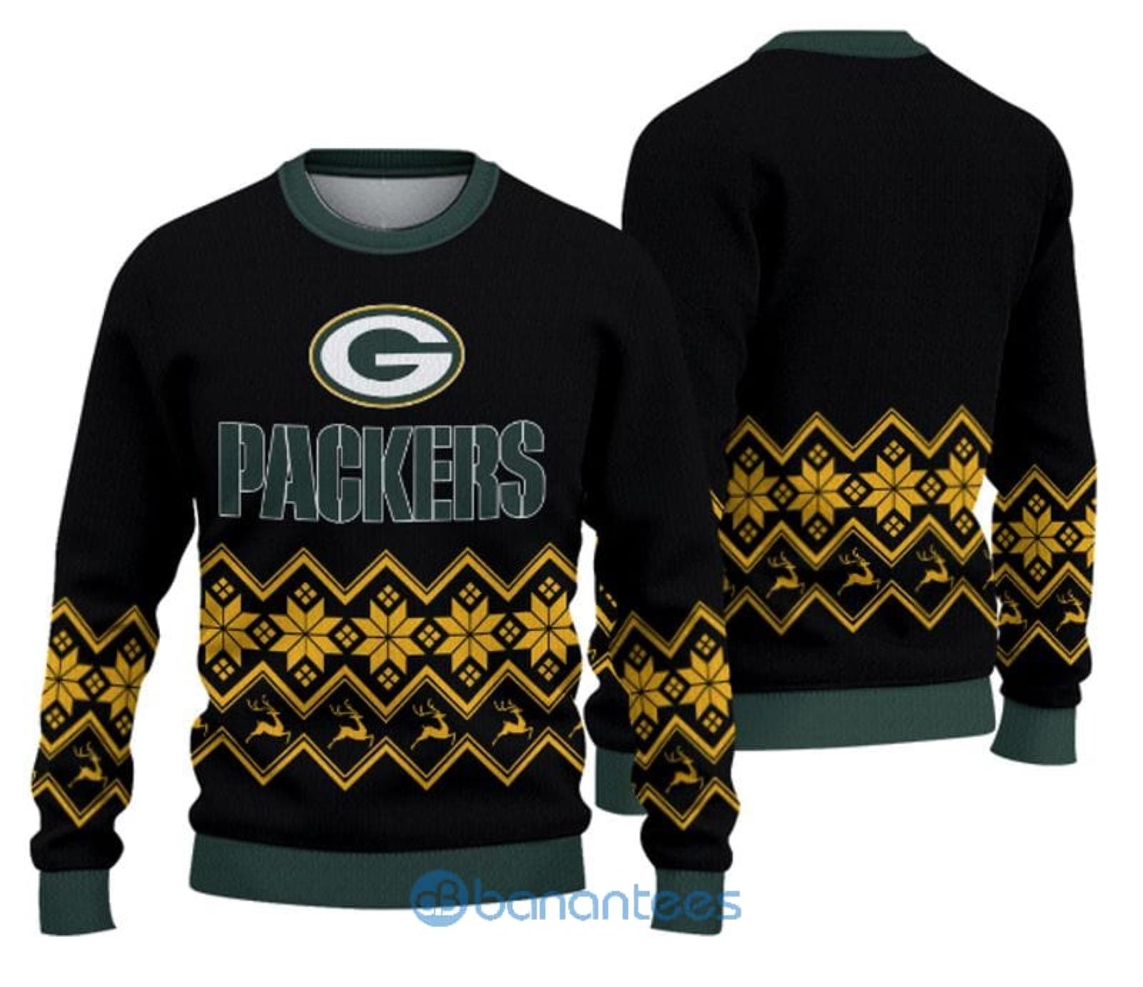 Green Bay Packers Skull Candy Cane Pattern Ugly Christmas Sweater Xmas Gift