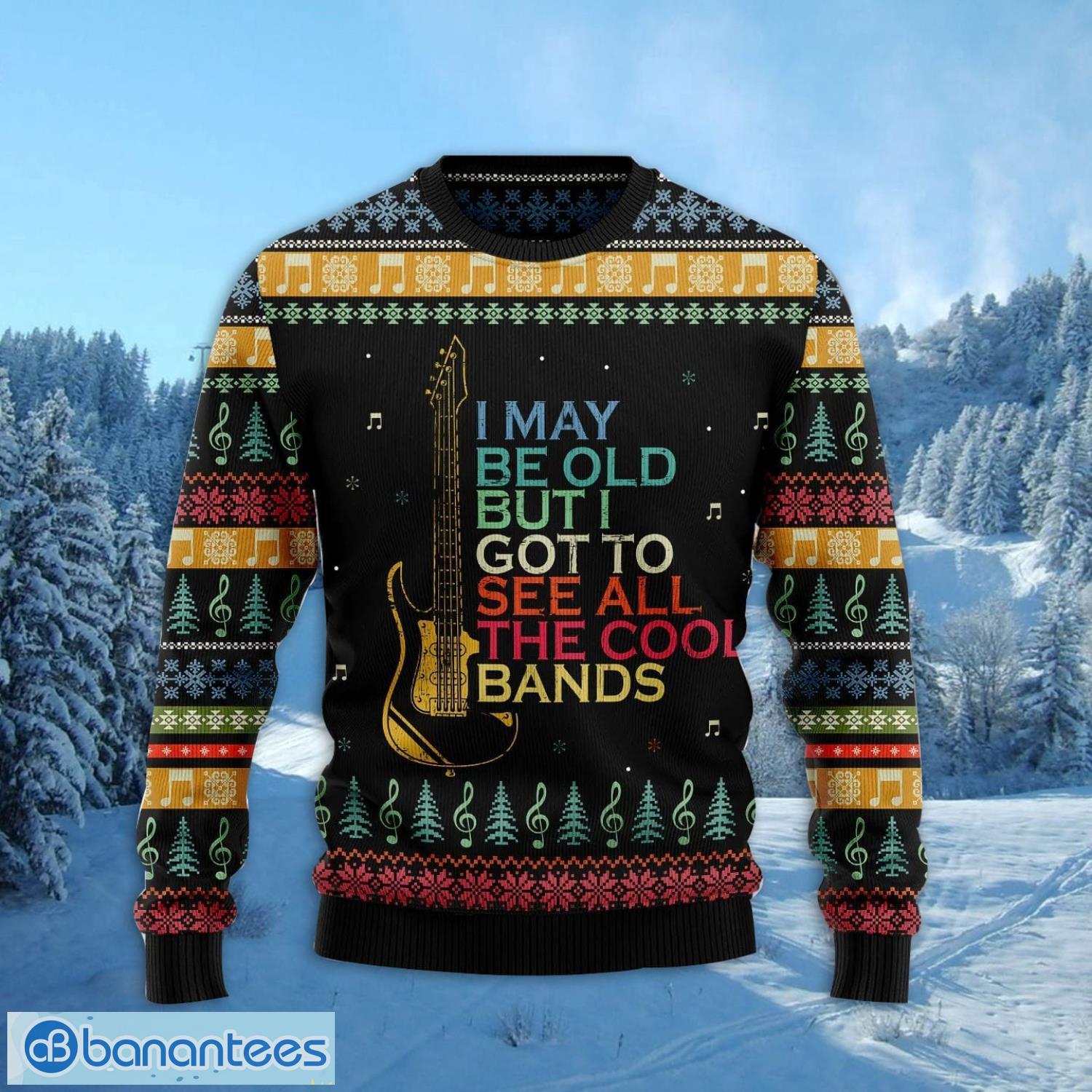 guitar old vintage christmas gift ugly christmas sweater xmas holiday 1 image Guitar Old Vintage Christmas Gift Ugly Christmas Sweater Xmas Holiday Product Photo 2