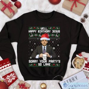 The Office Ugly Christmas Sweatshirt Michael Scott T Shirt Well Happy Birthday Jesus Shirt Christmas Xmas Gifts Product Photo 1