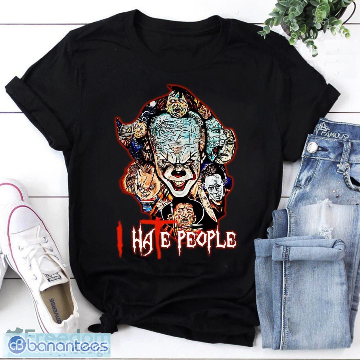 Halloween Horror Characters I Hate People Vintage T-Shirt Friends Halloween Shirt Scary Halloween Product Photo 1
