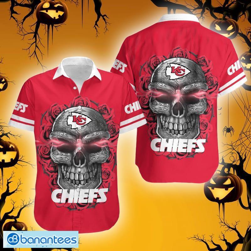 NFL Kansas City Chiefs Skull Leaf Halloween Fans Hawaiian Shirt Gift For  Men And Women - Banantees