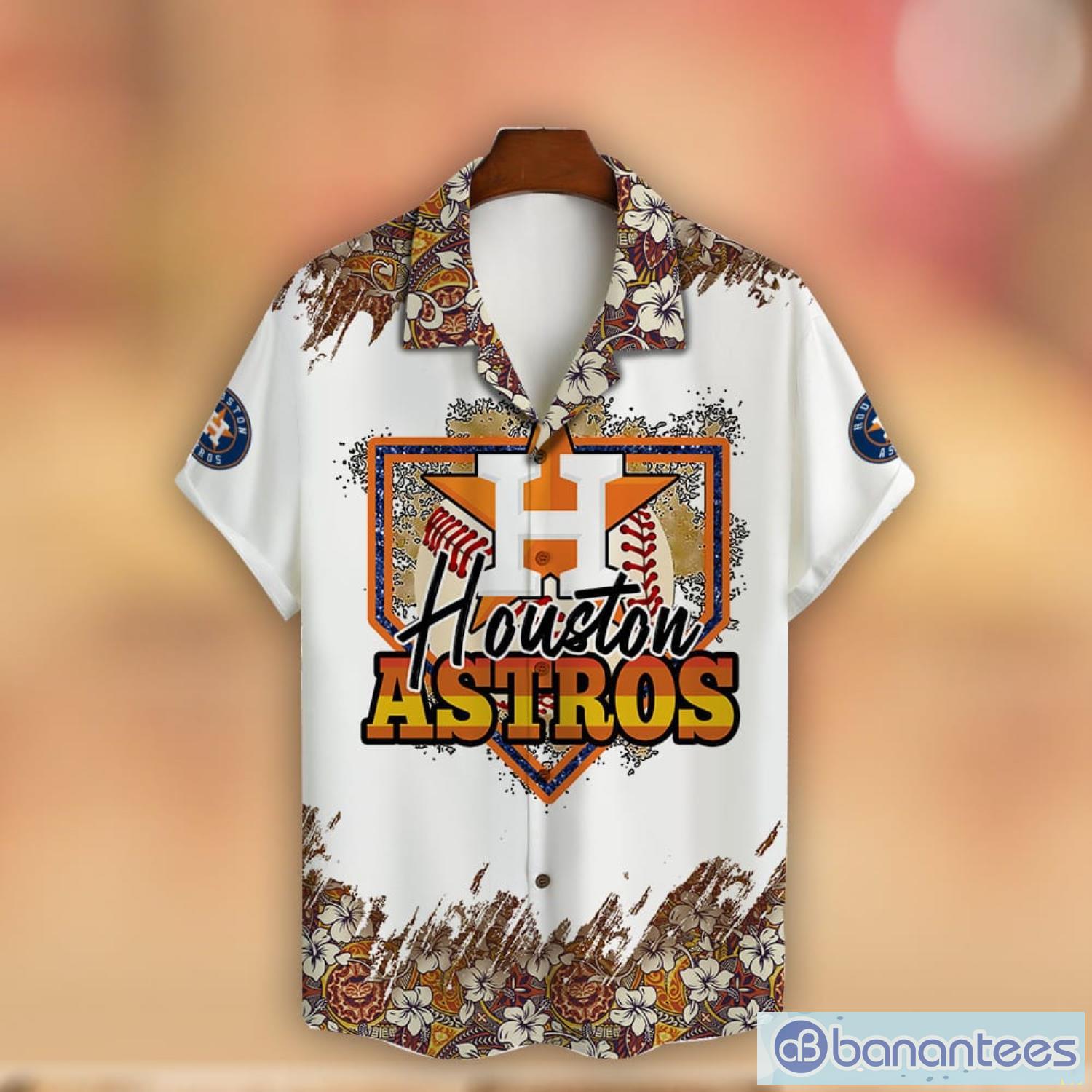Houston Astros Vintage MLB White Palm Tree Pattern Hawaiian Shirt -  Banantees