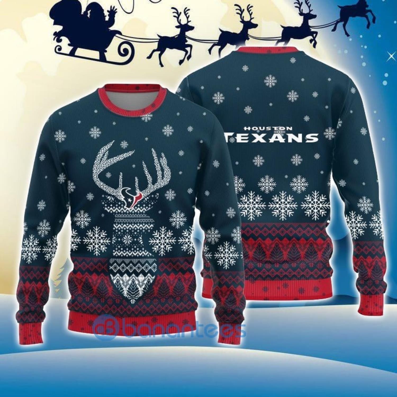 Houston Texans Christmas Pattern Ugly Christmas Sweater Yuletide AOP Gift  For Fans