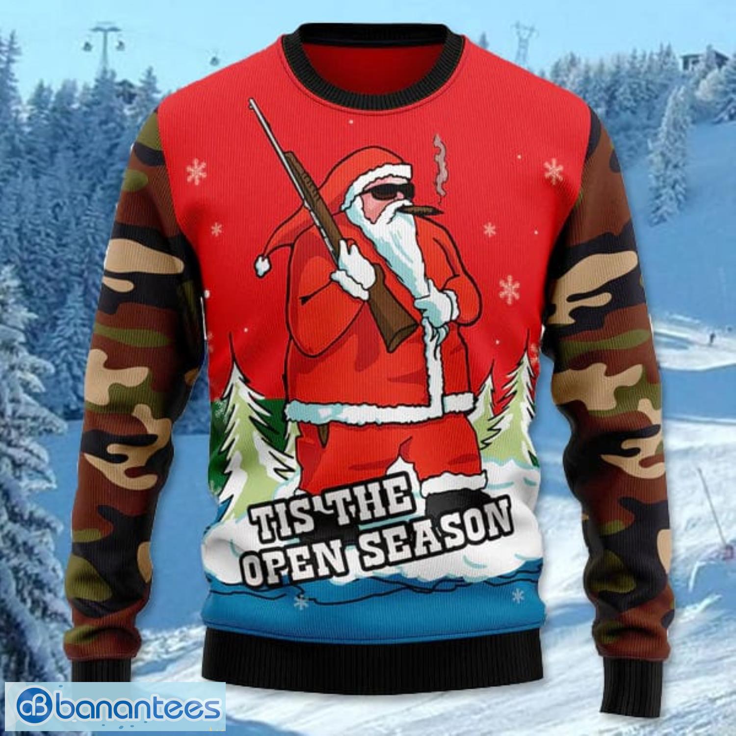 hunting santa christmas all over printed 3d ugly christmas sweater noel men and women gift 1 image Hunting Santa Christmas All Over Printed 3D Ugly Christmas Sweater Noel Men And Women Gift Product Photo 2
