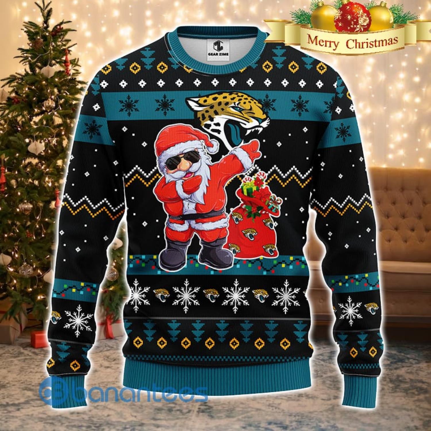 Jacksonville Jaguars Christmas Santa Claus Ugly Sweater For Men Women -  Banantees