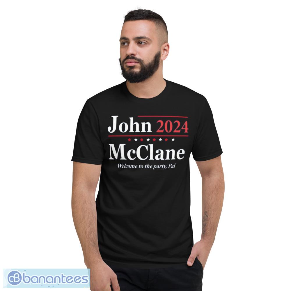 John Mcclane 2024 Election Slogan Retro Christmas Movie Die Hard Funny Humor Party Xmas T-Shirt - Short Sleeve T-Shirt