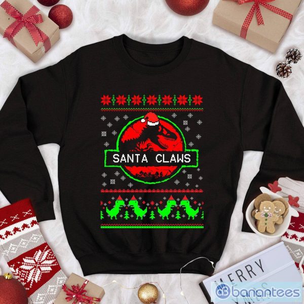 Jurassic Park Jurassic Park Christmas Sweatshirt Dinosaur Santa Claws Dinosaur Xmas Sweater Product Photo 1