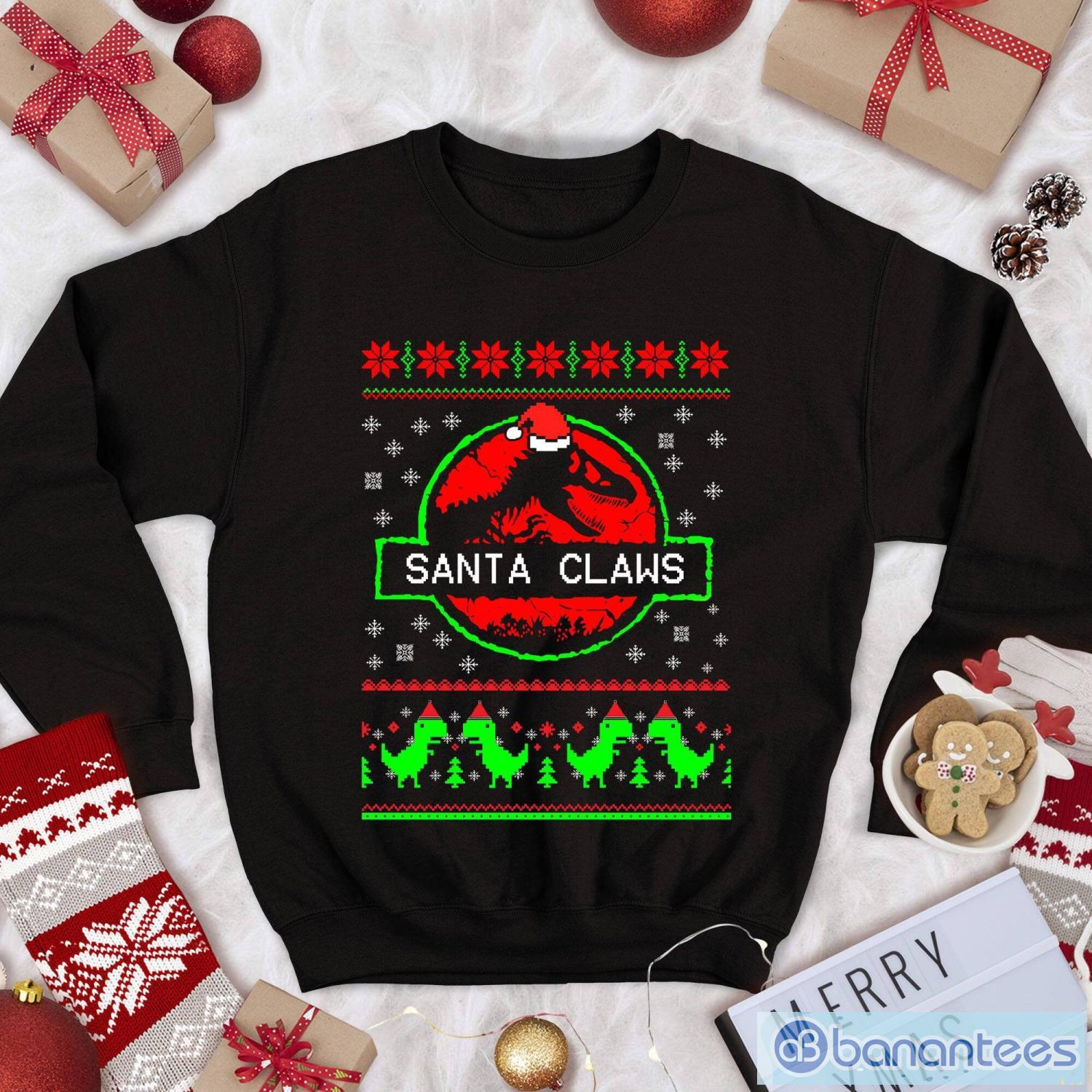 jurassic park jurassic park christmas sweatshirt dinosaur santa claws dinosaur xmas sweater image Jurassic Park Jurassic Park Christmas Sweatshirt Dinosaur Santa Claws Dinosaur Xmas Sweater Product Photo 1